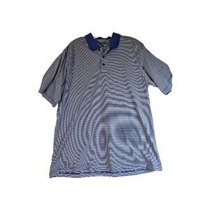 Pebble Beach Performance Logo Blue Stripe Golf Polo Shirt Mens XL Lightweight